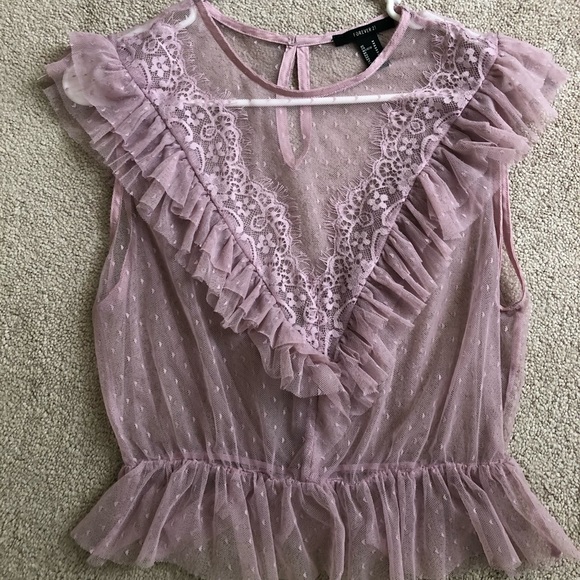 Lilac Sheer Shirt with Ruffle detail - Picture 2 of 5
